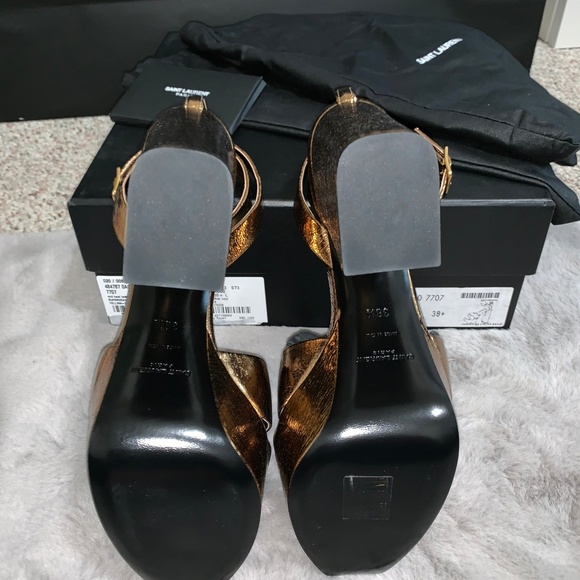 SOLD Saint Laurent Bronze/Gold Leather Platforms - Picture 7 of 8